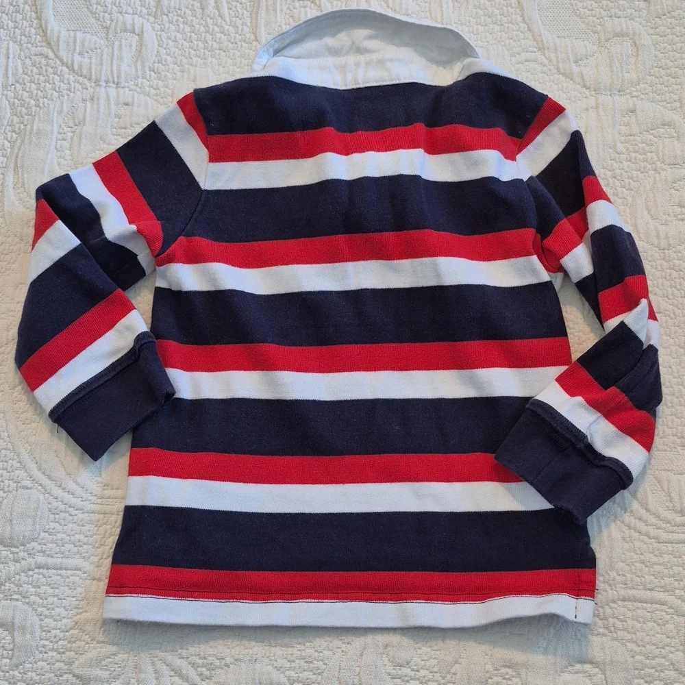 Janie and Jack boys 18 - 24 months blue, red, white long sleeve polo shirt VGUC - Picture 4 of 5
